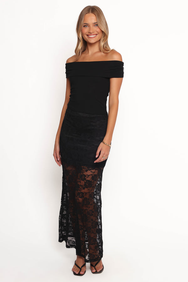 Laken Sheer Lace Maxi Skirt - Black - Image 5