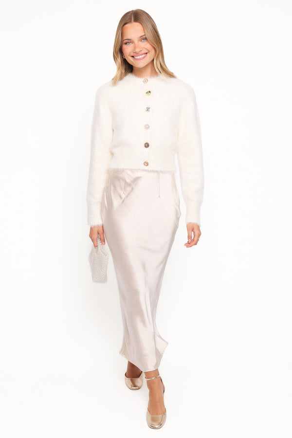 Jintie Vintage Button Cardigan - Cream - Image 5